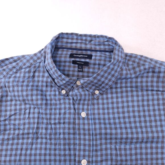 Croft & Barrow Tartan Flannel Casual Button Up Shirt Mens Size Large L Blue - Picture 1 of 10